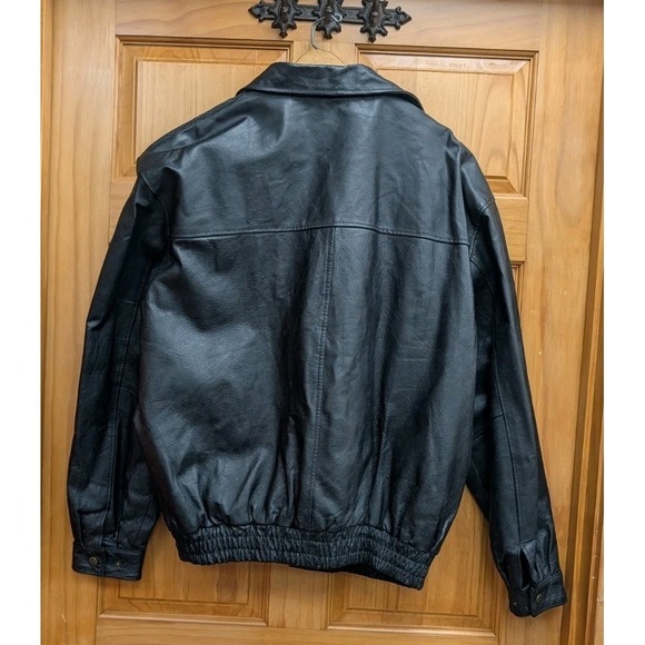 Cougar Leather Men's XL Coat Pockets Black Bomber Biker Jacket - Picture 2 of 11